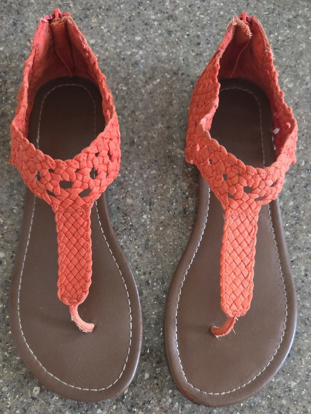Candie's Braided Orange T-Strap Sandals